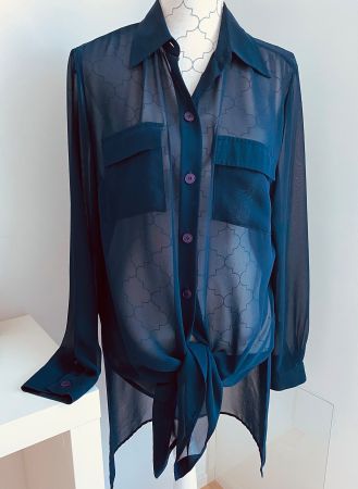 Bluse von HIRSCH 42 d`blau zum Binden